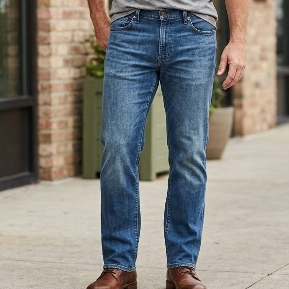 Lucky Brand 221 Straight Leg Mens Jeans Blue Medium Wash 38x32 7MC1031